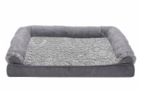 Furhaven TwoTone Faux Fur & Suede Orthopedic Sofa Dog Bed - Gray