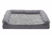 Furhaven TwoTone Faux Fur & Suede Orthopedic Sofa Dog Bed - Gray