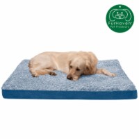 FurHaven Two-Tone Faux Fur & Suede Deluxe Cooling Gel Top Pet Bed|Jumbo, Marine Blue