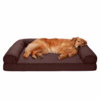 FurHaven Quilted Full Support Sofa Dog Bed|Jumbo, Coffee