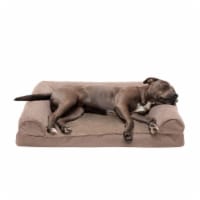 FurHaven Plush & Suede Orthopedic Sofa Dog Bed|Large, Almondine
