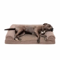 FurHaven Plush & Suede Orthopedic Sofa Dog Bed|Large, Almondine