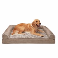 FurHaven Luxe Fur & Performance Linen Cool Gel Sofa Bed|Jumbo, Woodsmoke