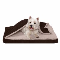 FurHaven Berber & Suede Blanket Top Orthopedic Dog Bed|Medium, Espresso