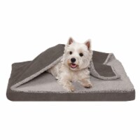 FurHaven Berber & Suede Blanket Top Orthopedic Dog Bed|Medium, Gray