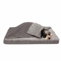 FurHaven Berber & Suede Blanket Top Orthopedic Dog Bed|Large, Gray