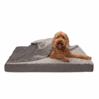 FurHaven Berber & Suede Blanket Top Orthopedic Dog Bed|Jumbo, Gray