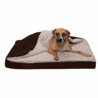 FurHaven Berber & Suede Blanket Top Memory Top Dog Bed|Large, Espresso