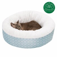 Plush & Diamond Print Calming Donut Dog Bed - Small, Aqua
