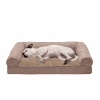 FurHaven Plush & Suede Full Support Sofa Dog Bed|Medium, Almondine