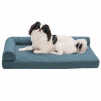 FurHaven Paw-Quilted Orthopedic Deluxe L-Chaise Dog Bed, Medium, Bluestone