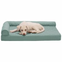 FurHaven Paw-Quilted Memory Top Deluxe L-Chaise Dog Bed, Medium, Iceberg Green