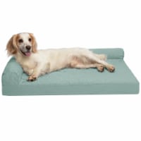 FurHaven Paw-Quilted Memory Top Deluxe L-Chaise Dog Bed, Large, Iceberg Green