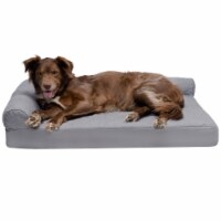 FurHaven Paw-Quilted Memory Top Deluxe L-Chaise Dog Bed, Jumbo, Titanium