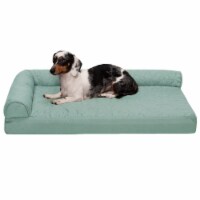 FurHaven Paw-Quilted Cool Gel Top Deluxe L-Chaise Dog Bed, Medium, Iceberg Green