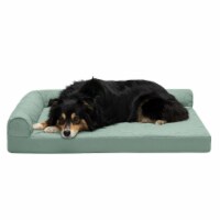 FurHaven Paw-Quilted Cool Gel Top Deluxe L-Chaise Dog Bed, Large, Iceberg Green