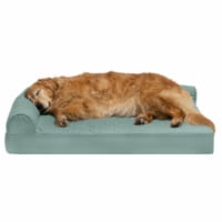 FurHaven Paw-Quilted Cool Gel Top Deluxe L-Chaise Dog Bed, Jumbo, Iceberg Green
