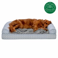 Plush Fur & Diamond Print Nest-Top Full Support Orthopedic Foam Sofa Dog Bed - Gray, Jumbo