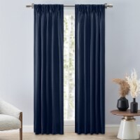 Ricardo Grasscloth 2/Way Pinch Pleated w/Back Tabs Pair 100x84 Navy