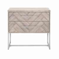 Grizzly Two Drawers Nightstand, Natural Gray- Saltoro Sherpi
