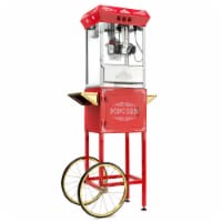 Vintage Popcorn Machine Maker with Cart and 8-Ounce Kettle - Red