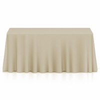90 x 132 10pk Rectangular Polyester Tablecloths - Beige