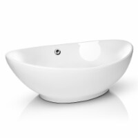 23 x 15 Oval White Ceramic Vessel Sink Modern Vanity Bowl- Miligore