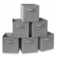 (Set of 6) Collapsible Fabric Cubes, 11 Storage Bins - Gray