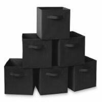 (Set of 6) Collapsible Fabric Cubes, 11 Storage Bins - Black