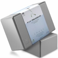 Premium Yoga Block (Set of 2) - 4  Foam Brick - Gray - Node Fitness