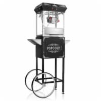 Vintage Style Popcorn Machine Popper w/ Cart in Black - 6-Ounce Kettle
