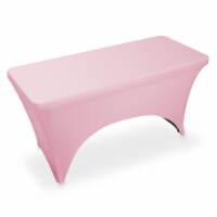 4' Rectangular Spandex Fitted Tablecloth - Pink by Lann's Linens