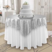 50  x 50  Silver Sequin Tablecloth Overlay, Sparkly Square Table Cloth