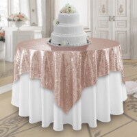 72 x 72 Rose Gold Sequin Tablecloth Overlay