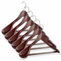 6-Pack Wide Shoulder Wooden Suit Hangers - Cherry by Casafield