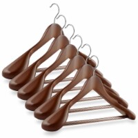 6-Pack Wide Shoulder Wooden Suit Hangers - Walnut by Casafield