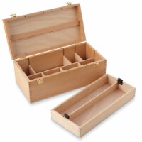 Beechwood Large Tool Box - Art Supplies Storage Organizer- 7 Elements