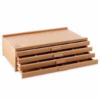 4 Drawer Beechwood Artist Storage Supply Tool Box - 7 Elements