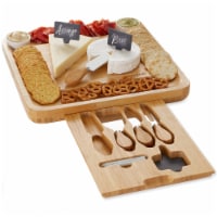 Bamboo Cheese Board Gift Set with 2 Bowls & 4 Knives by Casafield