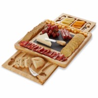 Bamboo Cheese Board and Knife Set with Slate Center by Casafield