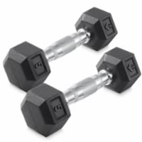 5 lb Pair Rubber Coated Hex Dumbbell, Cast Iron Hand Weight Set