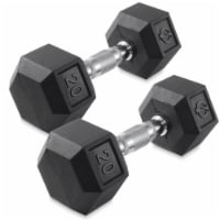 20 lb Pair Rubber Coated Hex Dumbbell, Cast Iron Hand Weight Set