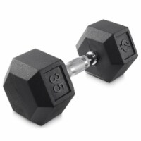 35 lb Rubber Coated Hex Dumbbell, Cast Iron Hand Weight