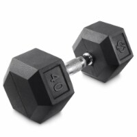 40 lb Rubber Coated Hex Dumbbell, Cast Iron Hand Weight