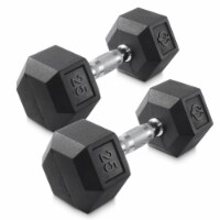 25 lb Pair Rubber Coated Hex Dumbbell, Cast Iron Hand Weight Set