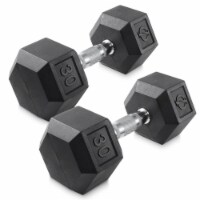30 lb Pair Rubber Coated Hex Dumbbell, Cast Iron Hand Weight Set