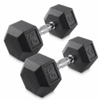 35 lb Pair Rubber Coated Hex Dumbbell, Cast Iron Hand Weight Set
