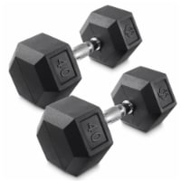40 lb Pair Rubber Coated Hex Dumbbell, Cast Iron Hand Weight Set