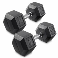 45 lb Pair Rubber Coated Hex Dumbbell, Cast Iron Hand Weight Set