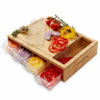 Bamboo Cutting Board Set with Juice Groove & Food Storage Trays, Lids